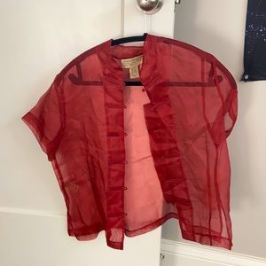 Sheer red button-up